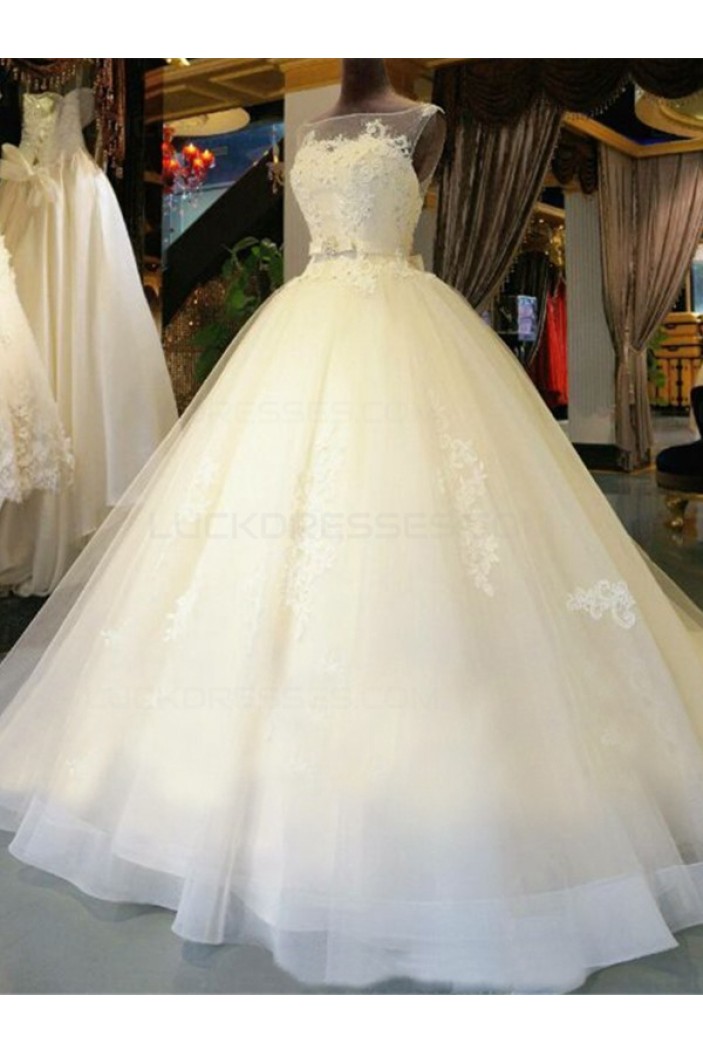 Ball Gown Illusion Neckline Lace Wedding Dresses Bridal Gowns 3030152