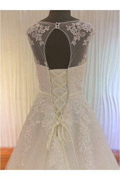 A-Line Illusion Neckline Lace Wedding Dresses Bridal Gowns 3030180