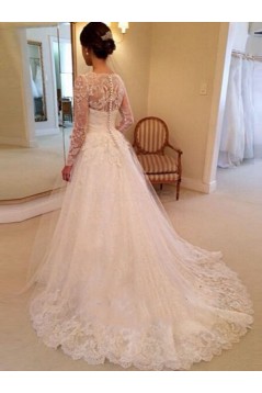 Long Sleeves V-Neck Lace Wedding Dresses Bridal Gowns 3030185