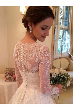 Long Sleeves V-Neck Lace Wedding Dresses Bridal Gowns 3030185