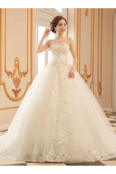 Ball Gown Strapless Lace Crystal Wedding Dresses Bridal Gowns 3030197