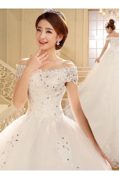 Ball Gown Off-the-Shoulder Lace Crystal Wedding Dresses Bridal Gowns 3030201