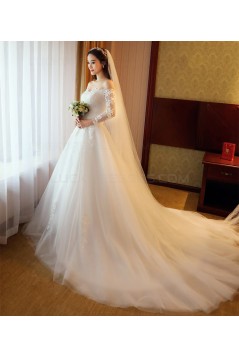 A-Line Off-the-Shoulder Long Sleeves Lace Wedding Dresses Bridal Gowns 3030205