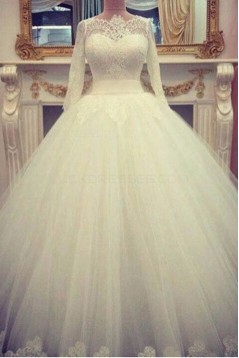 Lace Ball Gown 3/4 Length Sleeves Wedding Dresses Bridal Gowns 3030220