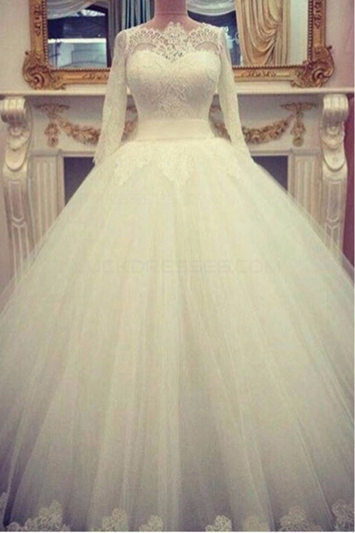 Lace Ball Gown 3/4 Length Sleeves Wedding Dresses Bridal Gowns 3030220