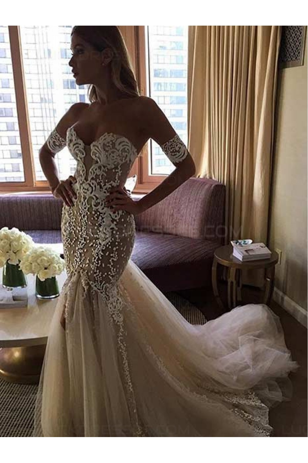 Sexy Off The Shoulder Mermaid Sweetheart Lace Wedding Dresses Bridal Gowns 3030221 1707