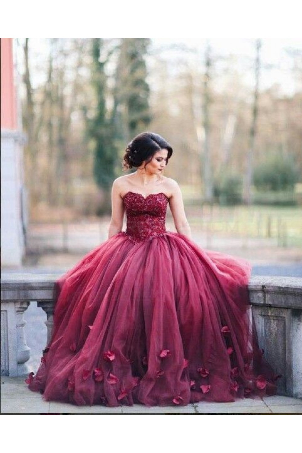 burgundy bridal gown