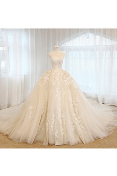 Ball Gown Strapless Lace Wedding Dresses Bridal Gowns 3030228