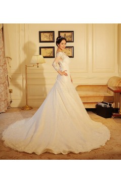 A-Line Long Sleeves Lace Wedding Dresses Bridal Gowns 3030229