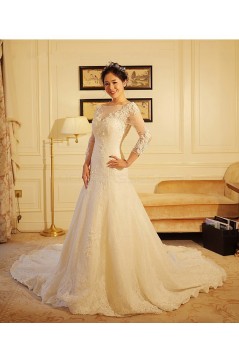 A-Line Long Sleeves Lace Wedding Dresses Bridal Gowns 3030229