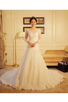 A-Line Long Sleeves Lace Wedding Dresses Bridal Gowns 3030229