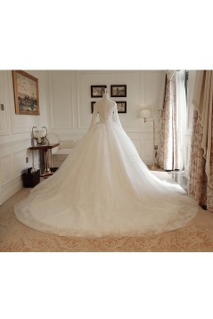 Ball Gown Lace Long Sleeves V-Neck Wedding Dresses Bridal Gowns 3030231