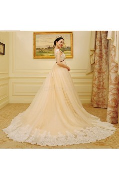 Empire Lace Tulle Straps Sleeveless Maternity Wedding Dresses Bridal Gowns 3030235