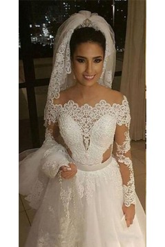 A-Line Long Sleeves Lace Wedding Dresses Bridal Gowns 3030261