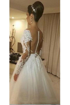 A-Line Long Sleeves Lace Wedding Dresses Bridal Gowns 3030261