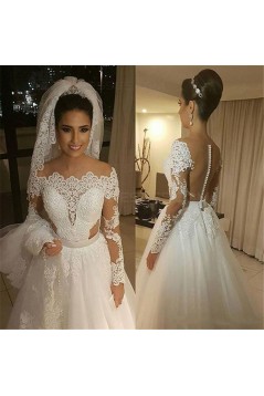 A-Line Long Sleeves Lace Wedding Dresses Bridal Gowns 3030261