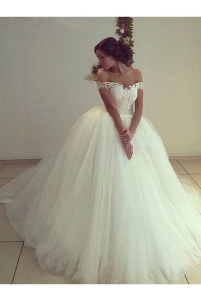 Lace Tulle Ball Gown Off The Shoulder Wedding Dresses Bridal Gowns 3030301